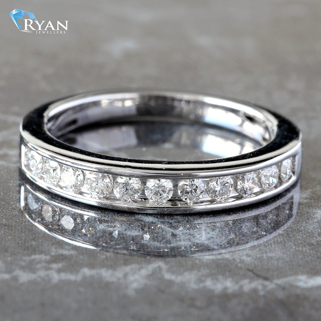 0.33CTW Natural Diamond Channel Set White Gold Band