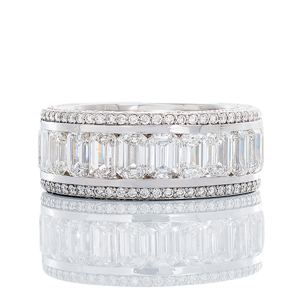 7.51ctw Lab Diamonds Emerald Cut Center and Round Pave Sides