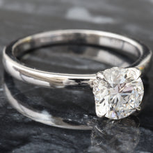 Load image into Gallery viewer, 1.12ctw Round Solitaire with Hidden Halo and High Polished Flat Edge Shoulders Ring
