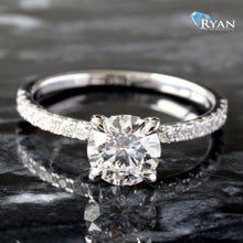 Load image into Gallery viewer, 1.29ctw Round Solitaire with Hidden Halo and Pave Shoulders
