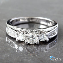 Load image into Gallery viewer, 0.77CTW Natural 3 Round Diamonds With Channel Set Schoulders
