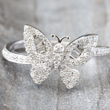 Load image into Gallery viewer, 0.45ctw Round &amp; Baguette Diamond Butterfly Ring
