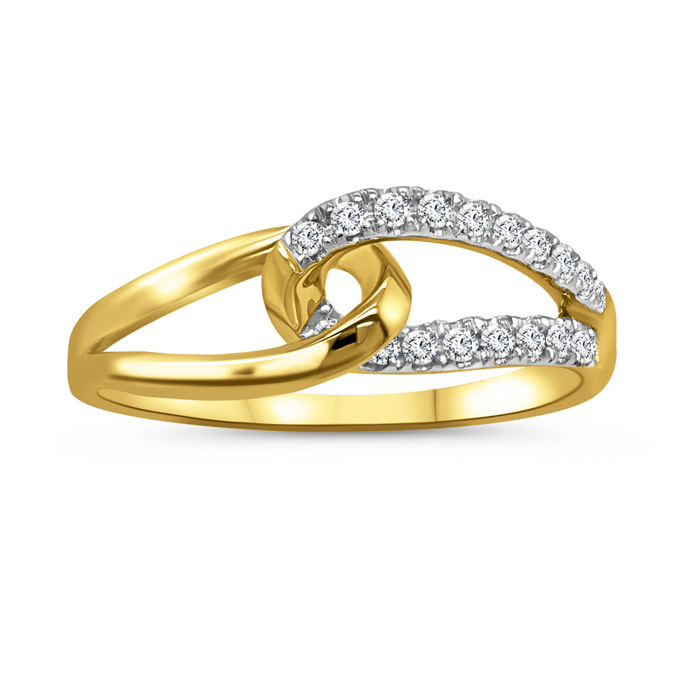 0.14ctw Interlocking Diamond Pave and High Polished Ring