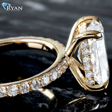 Load image into Gallery viewer, 4.06ctw Radiant Solitaire with Hidden Halo and Pave Shoulders Ring
