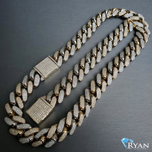 Load image into Gallery viewer, 43.75CTW Natural 3 Row Diamond Pave Solid Miami Cuban Chain
