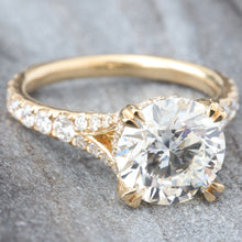 Load image into Gallery viewer, 3.92ctw Round Lab Solitaire Natural Split Diamond Pave Shoulders
