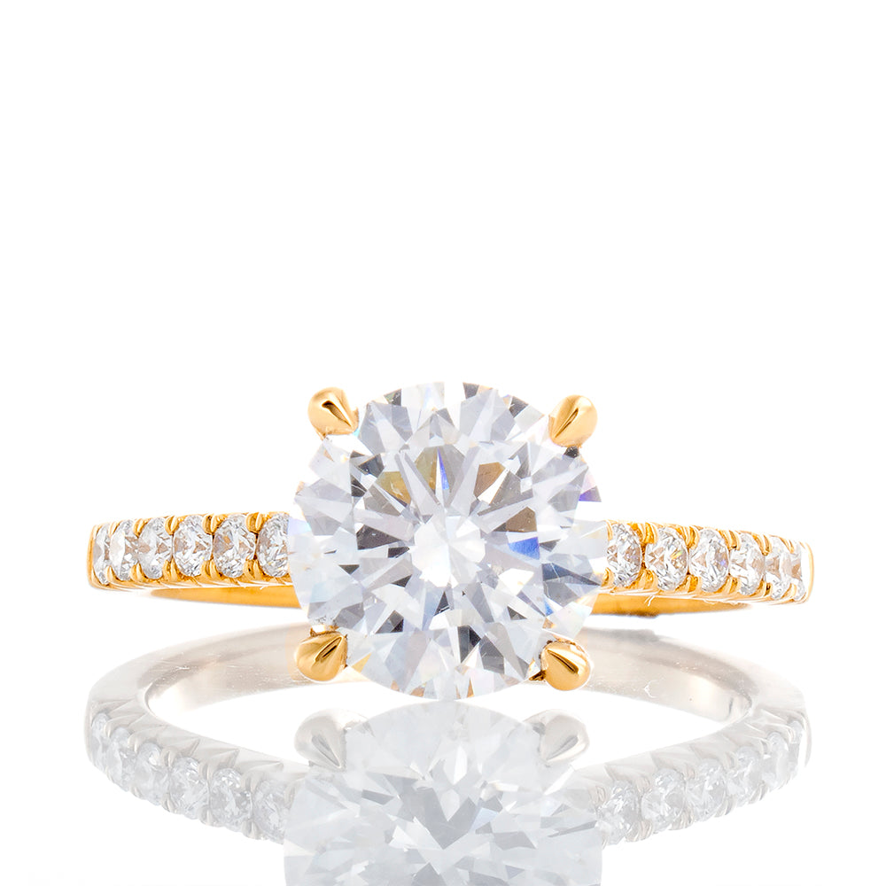 2.33ctw Lab Created Round Brilliant Solitaire with Heart Basket