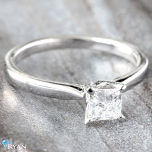 Load image into Gallery viewer, 0.50ctw Princess Solitaire with High Polished Tapered Shoulders
