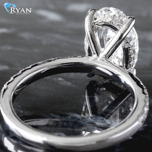 Load image into Gallery viewer, 4.06ctw Oval Solitaire with Hidden Halo and Pave Shoulders Ring
