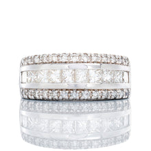 Load image into Gallery viewer, 1.00ctw Princess Channel Center Round Border Diamond Band
