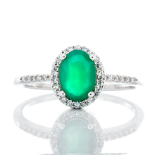 Load image into Gallery viewer, 0.12ctw Oval Cut Emerald with Halo Ring

