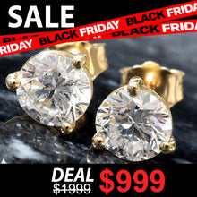 Load image into Gallery viewer, LAB EARRING GY 10K 2.00CTW ROUND BRILLIANT SOLITAIRE MARTINI SET STUDS
