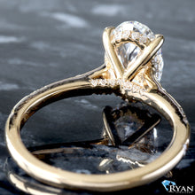 Load image into Gallery viewer, 2.75ctw Oval Solitaire with Polished Bead Set Alternating and Hidden Halo Ring
