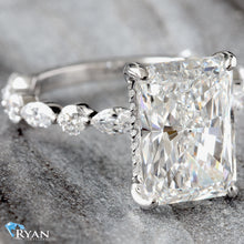 Load image into Gallery viewer, 4.00ctw Radiant Solitaire with Hidden Halo Marquise and Round Shoulders
