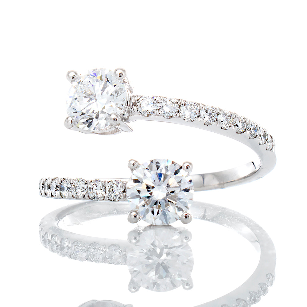 1.25ctw Dual Round Cut Diamond Open Wrap Around Style Ring