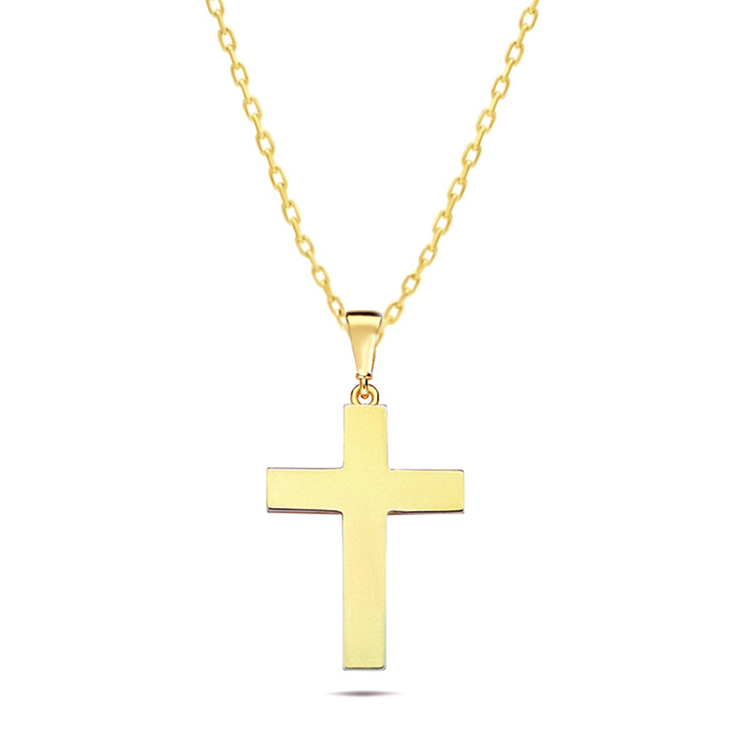 High Polished Wide Square Edges Cross Pendant