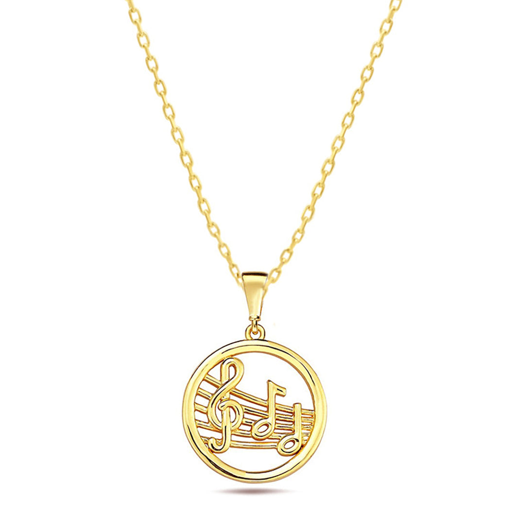 High Polished Open Face Music Symbols Pendant