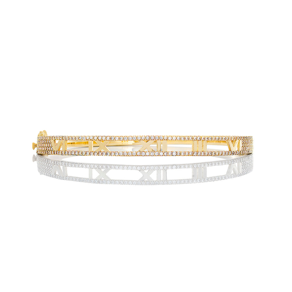 Bangle Open Roman Numeral with CZ
