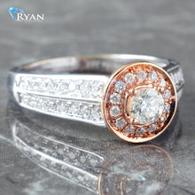 Load image into Gallery viewer, RING GWR 14KT 0.72CTW DIAMOND ROSE WHITE PAVE HALO DESIGN
