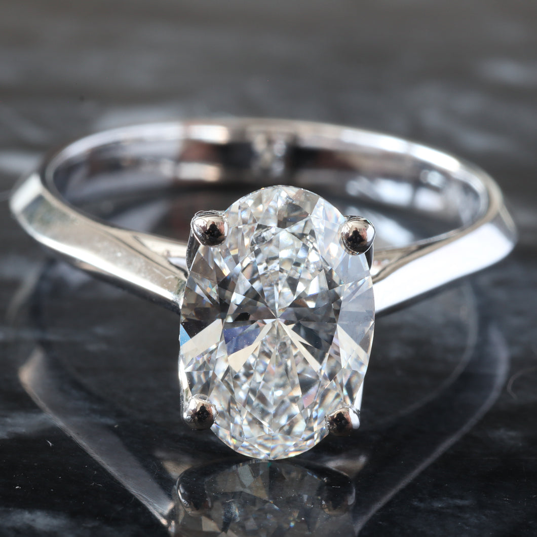 2.00ctw Oval Solitaire with Floral Basket and Cathedral High Polished Shoulders