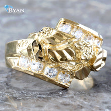 Load image into Gallery viewer, Diamond Cut Nugget Ring W/ Cubic Channel Cross Over
