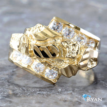 Load image into Gallery viewer, Diamond Cut Nugget Ring W/ Cubic Channel Cross Over

