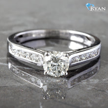 Load image into Gallery viewer, 1.10CTW Round Brilliant Solitaire with Channel Set Sides Ring
