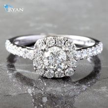 Load image into Gallery viewer, 1.14CTW Round Brilliant Solitaire With Halo Engagement Ring
