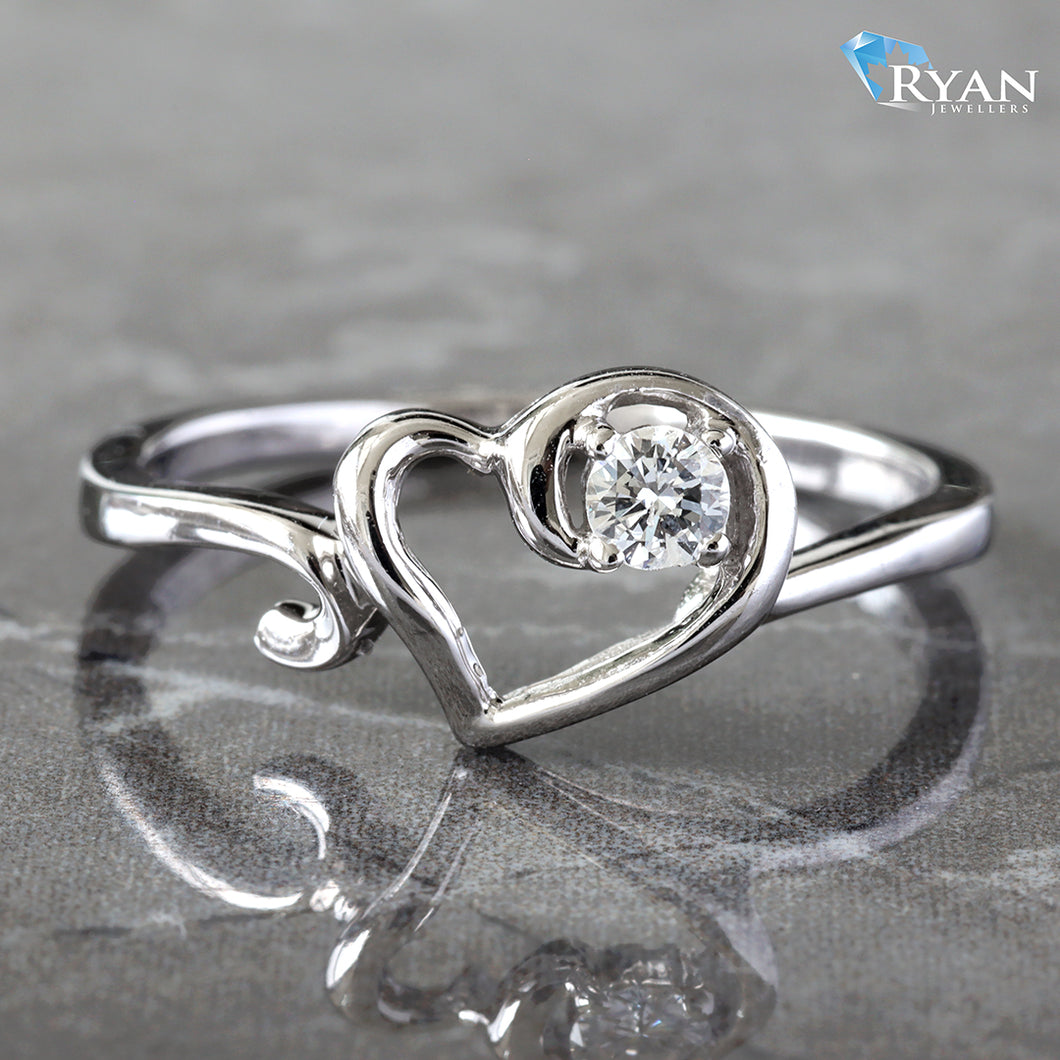 0.11CTW Round Diamond Open Heart Ring