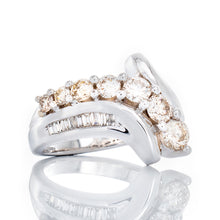 Load image into Gallery viewer, 1.00ctw Graduating  Diamond Wrap Over Ring with Channel Baguette Shoulders
