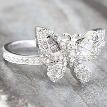 Load image into Gallery viewer, 0.45ctw Round &amp; Baguette Diamond Butterfly Ring
