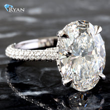 Load image into Gallery viewer, 7.23ctw Oval Solitaire with Dome Pave Shoulders and Hidden Halo Ring

