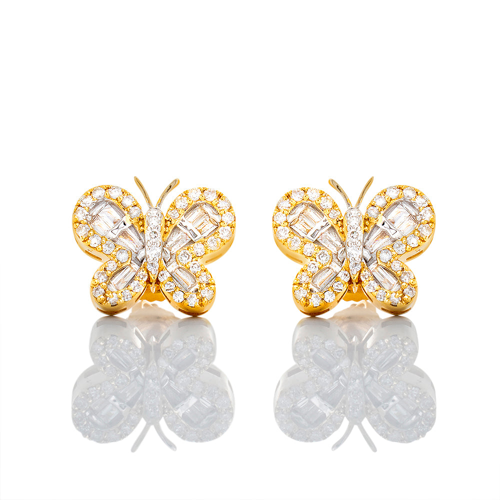 0.40ctw Diamond Butterfly Rounded Wings Baguette Center