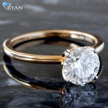 Load image into Gallery viewer, 1.59ctw Round Cut Diamond Solitaire with Floral Pave Underside and High Polished Shoulders Ring

