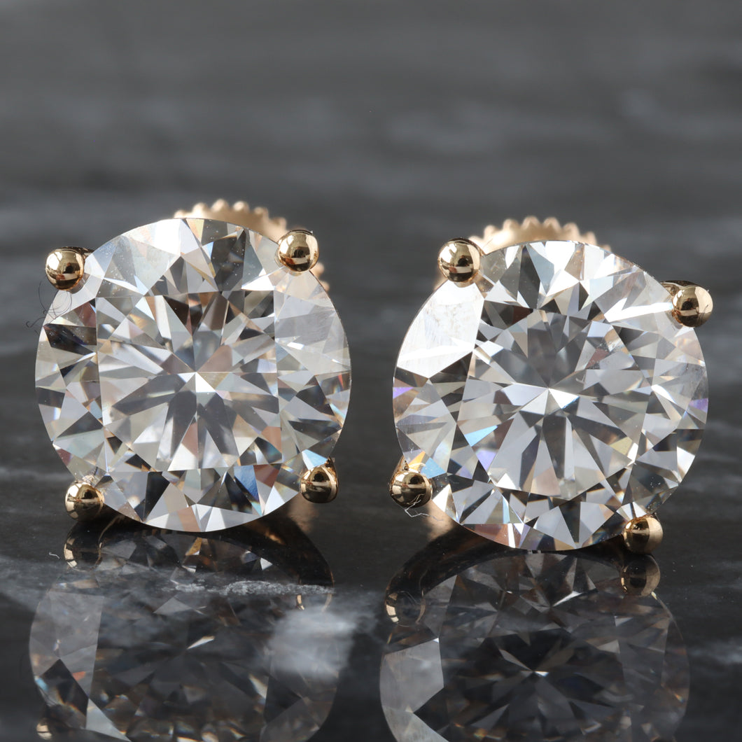 6.02ctw Round Solitaire Studs Four Prongs Push Back Earrings