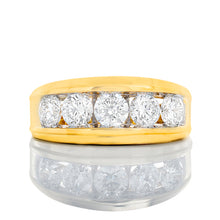 Load image into Gallery viewer, 2.00ctw Five Round Brilliant Cut Channel Set Band Raised Grooved Border Lab Ring
