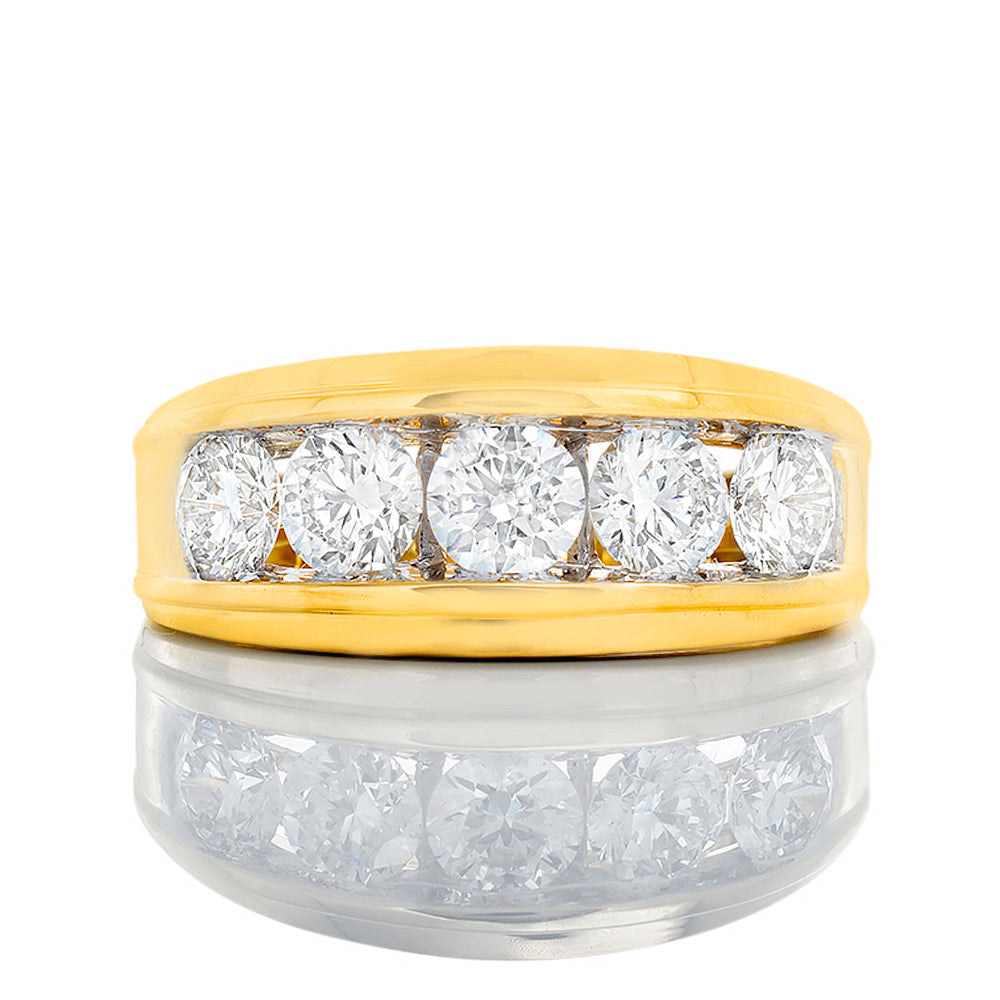 2.00ctw Five Round Brilliant Cut Channel Set Band Raised Grooved Border Lab Ring
