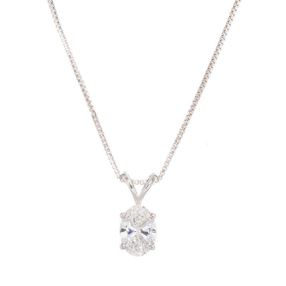 1.00ct  Oval Solitaire in Four Prongs Lab Created Diamond Pendant