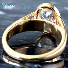 Load image into Gallery viewer, 2.88ctw Oval Bezel Set Solitaire with Trilliant Cut Diamond on High Polished Shoulders Wider Shank
