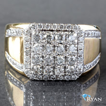 Load image into Gallery viewer, RING GY 10K 1.50CTW DIAMOND PAVE SOFT SQUARE SHAPE DOUBLE ROW PAVE V SHAPED SHOULDERS POLISHED
