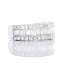Load image into Gallery viewer, 1.25ctw Tapered Baguette Center with Round Cut Diamond Sides Band
