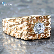 Load image into Gallery viewer, Round Cubic Solitaire Square Top Nugget Ring
