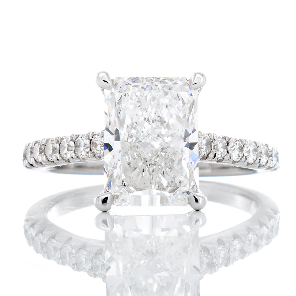 2.79ctw Radiant Solitaire Diamond Pave Upswept Shoulders