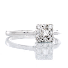 Load image into Gallery viewer, RING 14K GW 0.26CTW PRINCESS CENTER ROUND CUT SQUARE HALO HP SHOULDERS
