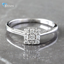 Load image into Gallery viewer, RING 14K GW 0.26CTW PRINCESS CENTER ROUND CUT SQUARE HALO HP SHOULDERS

