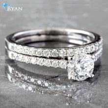 Load image into Gallery viewer, 1.25CTW Natural Classic Round Diamond Pave Bridal Set Engagement Ring
