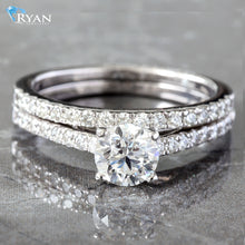 Load image into Gallery viewer, 1.25CTW Natural Classic Round Diamond Pave Bridal Set Engagement Ring
