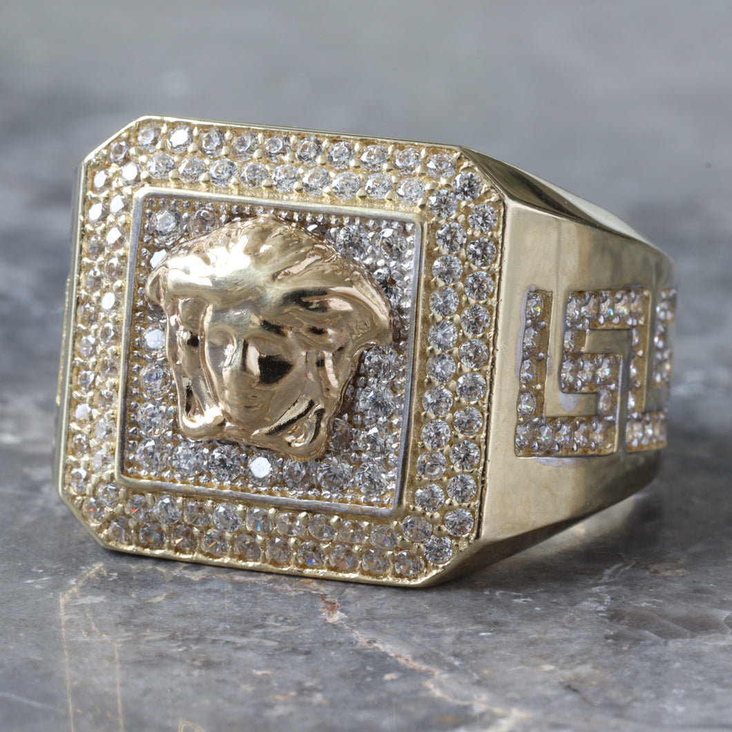 Greek Key Medusa Head Ring