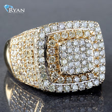 Load image into Gallery viewer, RING GY 10K 4.00CTW DIAMOND PAVE SET SOFT SQUARE THREE TIER IMPERIAL HALO WITH PAVE SHOULDERS N&amp;S
