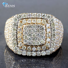 Load image into Gallery viewer, RING GY 10K 4.00CTW DIAMOND PAVE SET SOFT SQUARE THREE TIER IMPERIAL HALO WITH PAVE SHOULDERS N&amp;S

